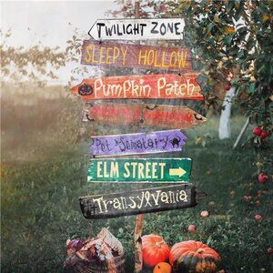 Halloween Decorations Outdoor Yard Sign - 7pcs Directional Signs Scary
